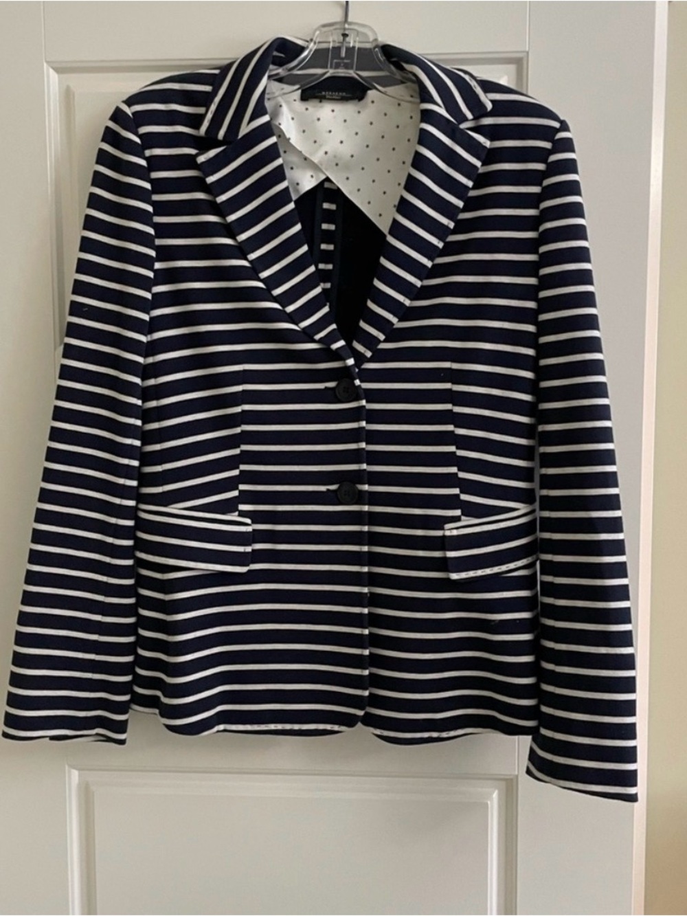 MaxMara Navy and White Striped Blazer